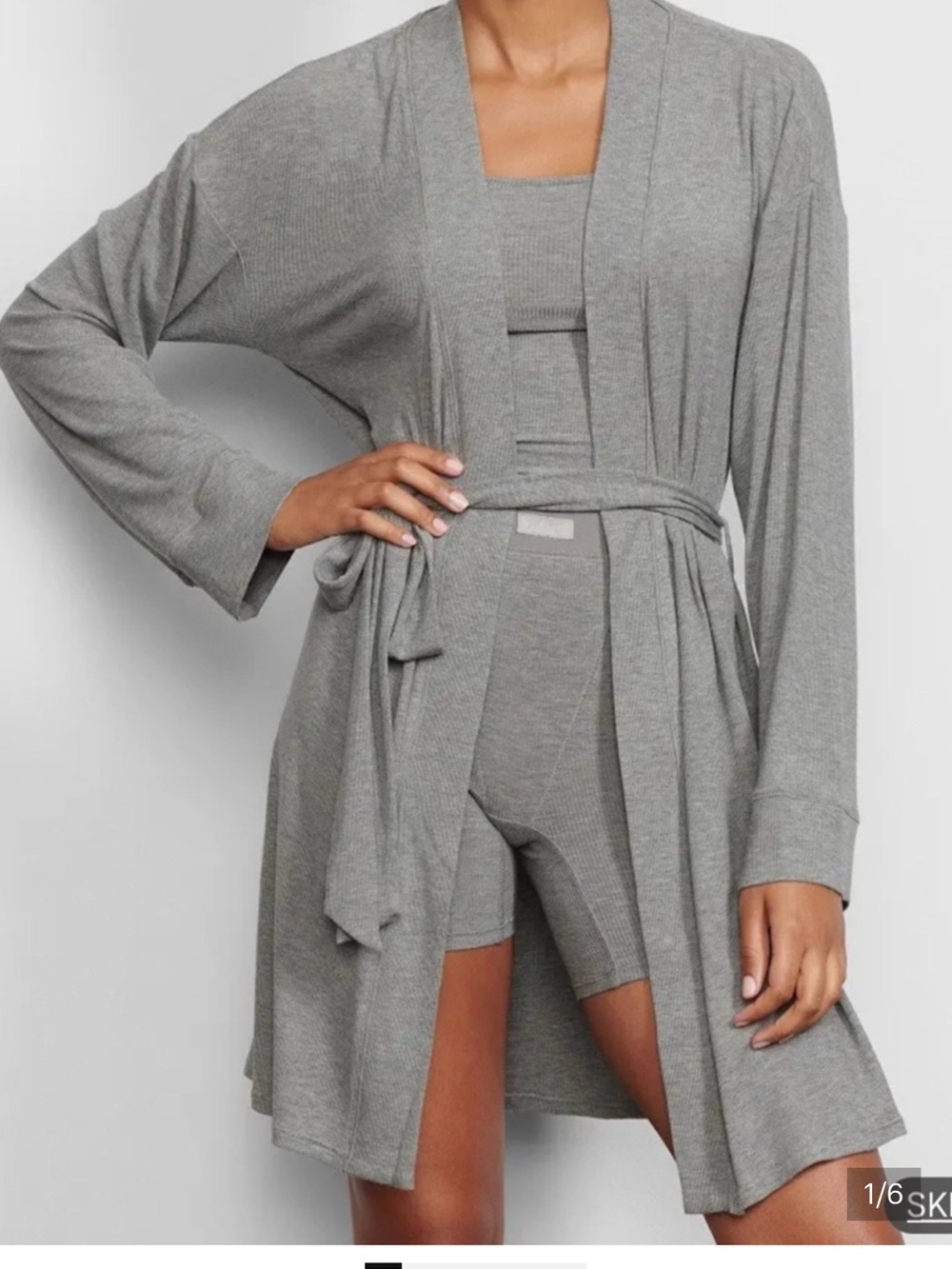 Skims grey lounge robe NWOT (NO BELT)